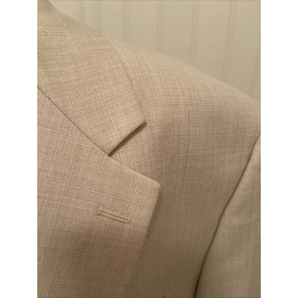 CHAPS 48R Basket weave Cream Sport Coat Poly Viscose Men Blazer 2 Button Jacket - Picture 12 of 16